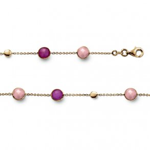 Colourful armbnd, 14kt guld og rubin/pink opal