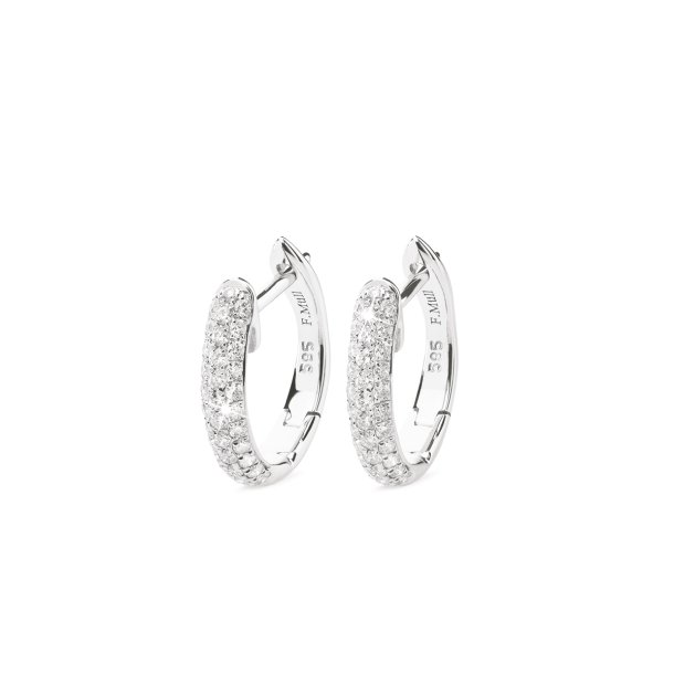 M&uuml;llers Collection creoler, lille, i 14kt hvidguld med pav&eacute; diamanter