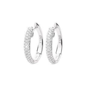 Müllers Collection creoler, stor, i 14kt hvidguld med pavé diamanter