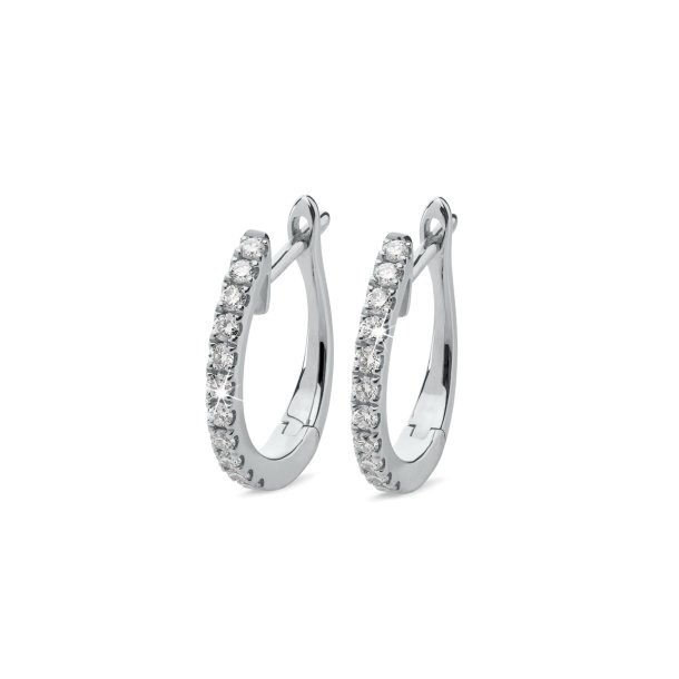 M&uuml;llers Collection creoler, smal/lille, i 14kt hvidguld med diamanter