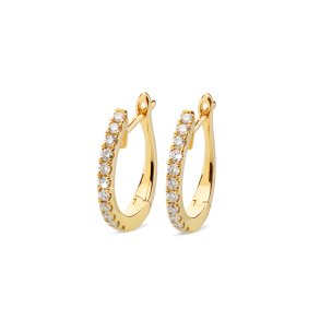 Müllers Collection creoler, smal/lille, i 14kt rdguld med diamanter