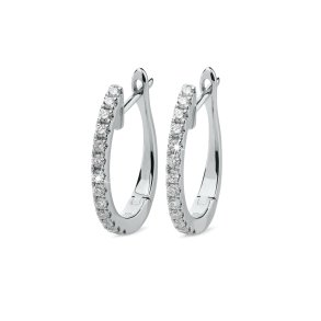 Müllers Collection creoler, smal/stor, i 14kt hvidguld med diamanter