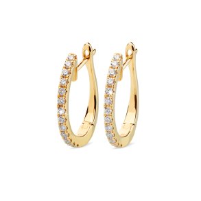 Müllers Collection creoler, smal/stor, i 14kt rdguld med diamanter