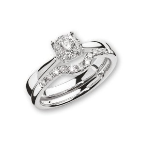 Looks unique sidering bred, 14kt hvidguld med diamanter