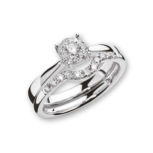 Looks unique sidering bred, 14kt hvidguld med diamanter