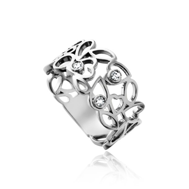 Hjertering i 14kt hvidguld med 0,06 tw/vs