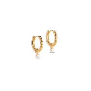 Enamel, hoops Belle Pearl i forgyldt sterlingslv