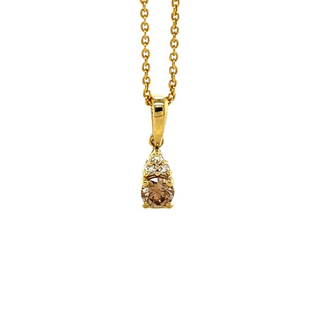 Mllers Collection, 25 rs Jubilumsvedhng i 14kt rdguld med 0,25ct champagne diamant og hvide diamanter
