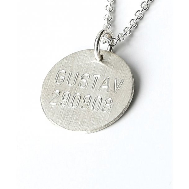 Circle Tag vedhng af Slv, mat/stor (16mm)