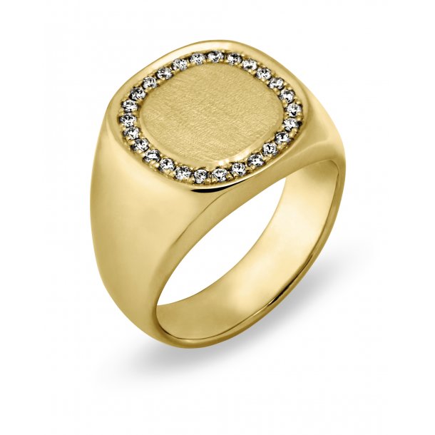 Signature ring, 14kt rødguld med brillanter