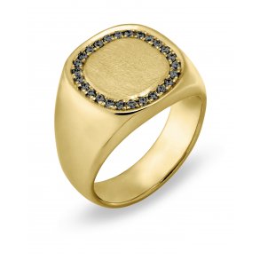 Signature ring, 14kt rdguld med sorte diamanter