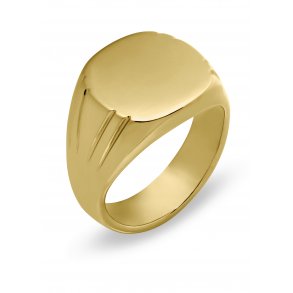Signature ring med riller, 14kt rdguld