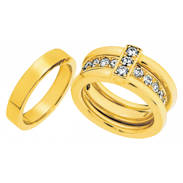 Vielsesringe, 14kt guld med brillanter, M&uuml;llers Design
