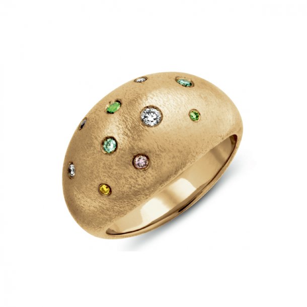 Serenity ring, 14kt guld med farvede brillanter - unika design