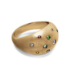 Serenity ring, 14kt guld med farvede brillanter - unika design