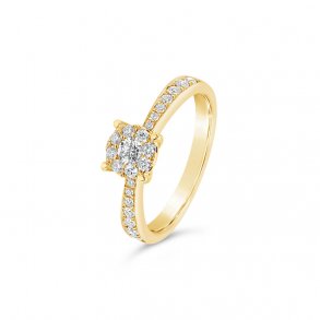 Looks diamantring, 14kt rdguld, tw/si, looks like 0,75ct