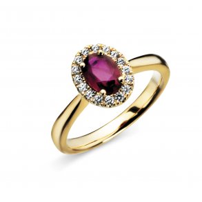 Rost By Mller ring af 14kt rdguld med rubin og brillanter