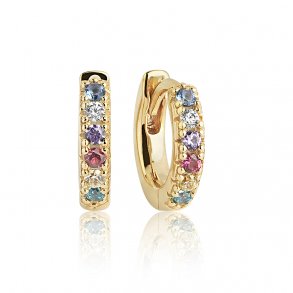 Sif Jakobs Ellera Piccolo reringe i forgyldt sterlingslv med multi farvede zirkoner