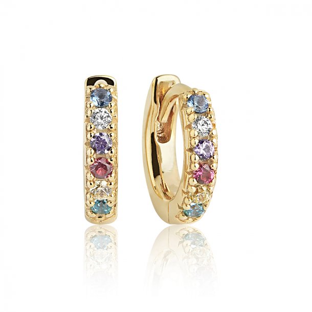 Sif Jakobs Ellera Piccolo reringe i forgyldt sterlingslv med multi farvede zirkoner