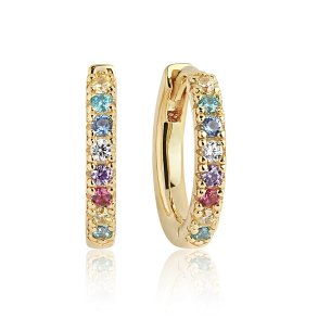 Sif Jakobs Ellera Medio reringe i forgyldt sterlingslv med multi farvede zirkoner