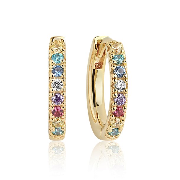 Sif Jakobs Ellera Medio reringe i forgyldt sterlingslv med multi farvede zirkoner