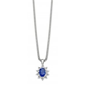 Rost By Mller vedhng af 14kt hvidguld med safir og brillanter