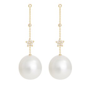 Ole Lynggaard Shooting stars reringsvedhng i 18 karat guld med perle og brillanter