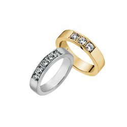 Memories ring i 14kt hvg, 3x0,05ct TW/Vs