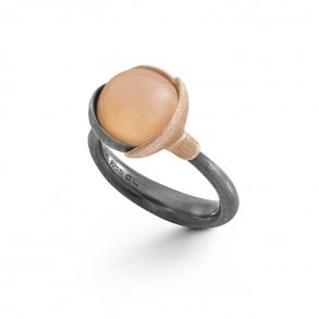 Ole Lynggaard Lotus ring nr. 2, Slv og 18kt guld med Blush mnesten