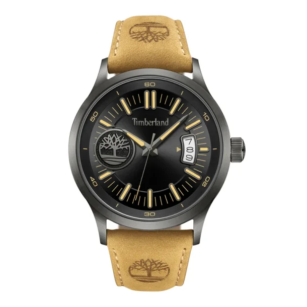 Timberland ur med sort/gr skive og brun lderrem