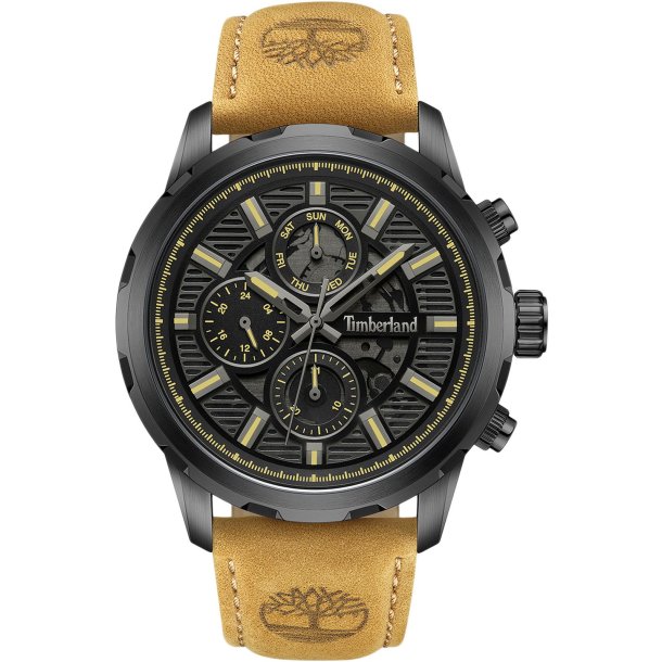 Timberland ur md sort skive og brun lderrem