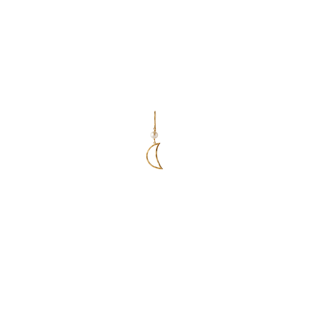 Stine A, Bella Moon Earring med perle i forgyldt sterlingslv