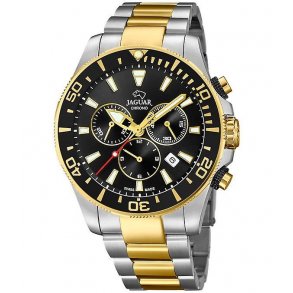 Jaguar J862/2 Chrono herreur, gulddublé/stl/sort