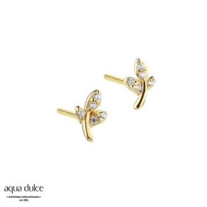 Aqua Dulce Leafy �restikker i forgyldt sterlings�lv